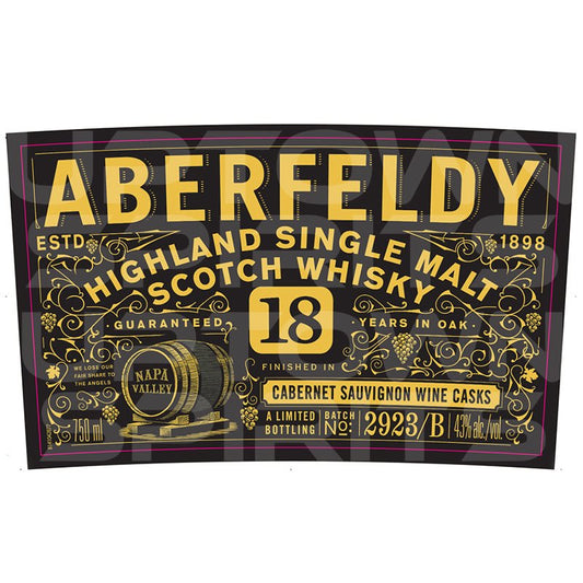 Aberfeldy 18 Year Cabernet Sauvignon Wine Cask Scotch Whiskey 750ml