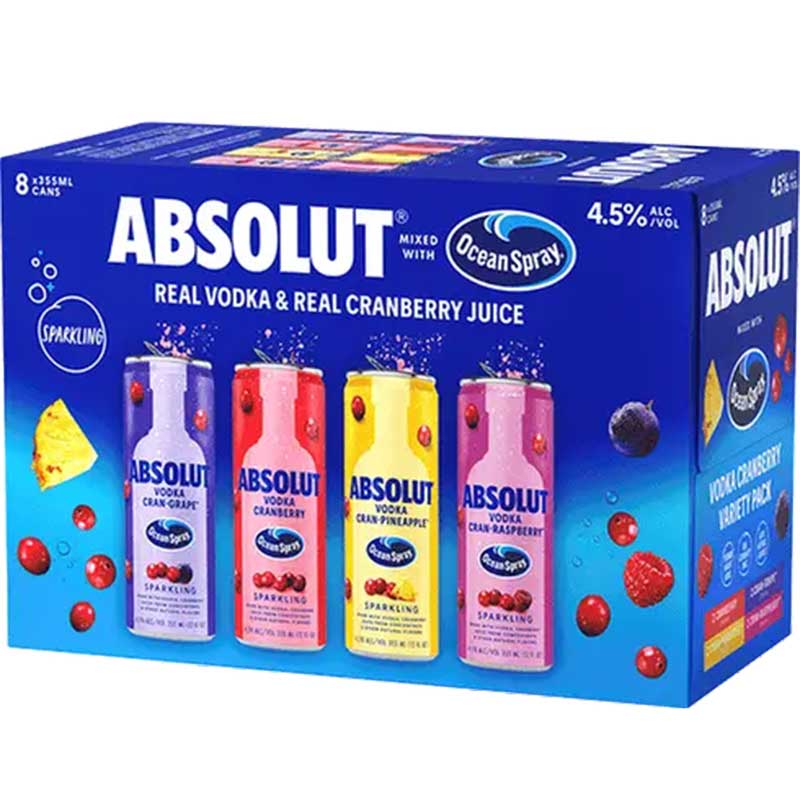 Absolut Ocean Spray Variety Pack 8/355ml