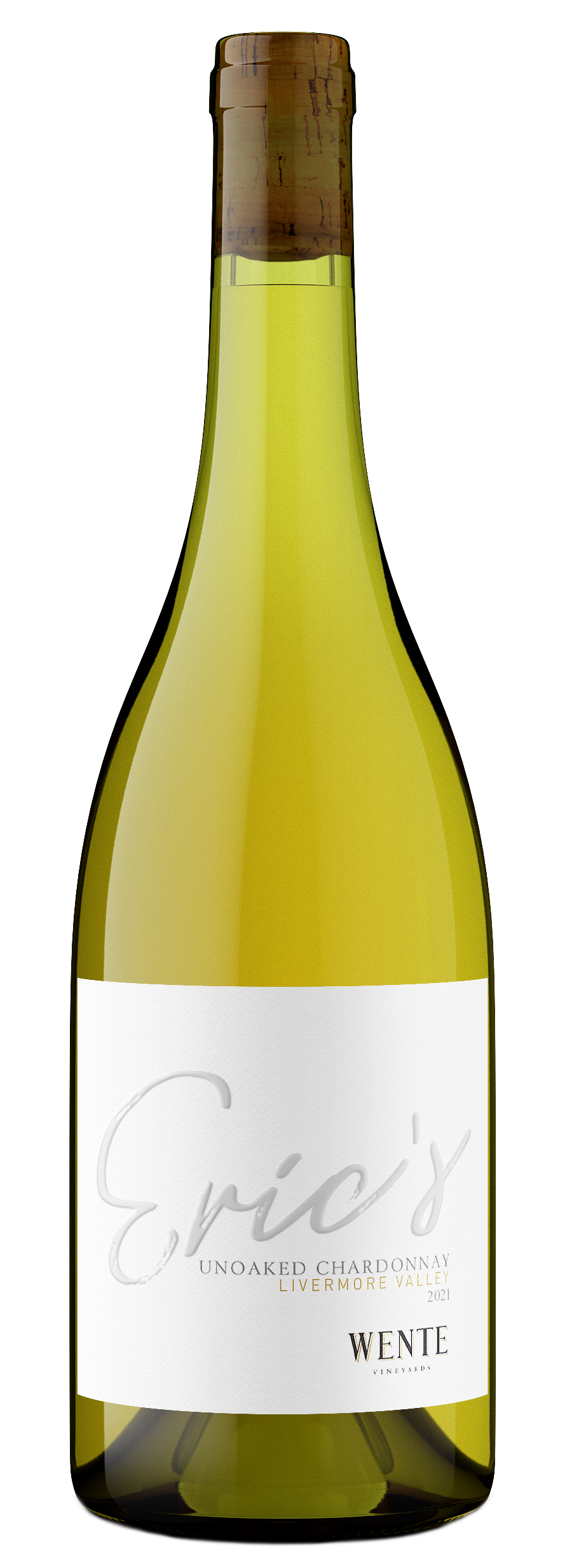 Wente Eric's Unoaked Chardonnay 2021  Front Bottle Shot