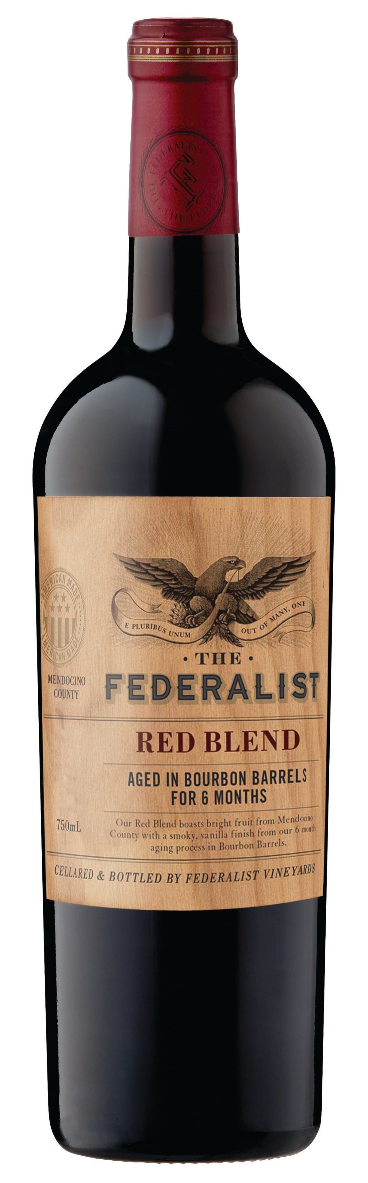 The Federalist Bourbon Barrel Aged Red Blend 2021  Front Bottle Shot