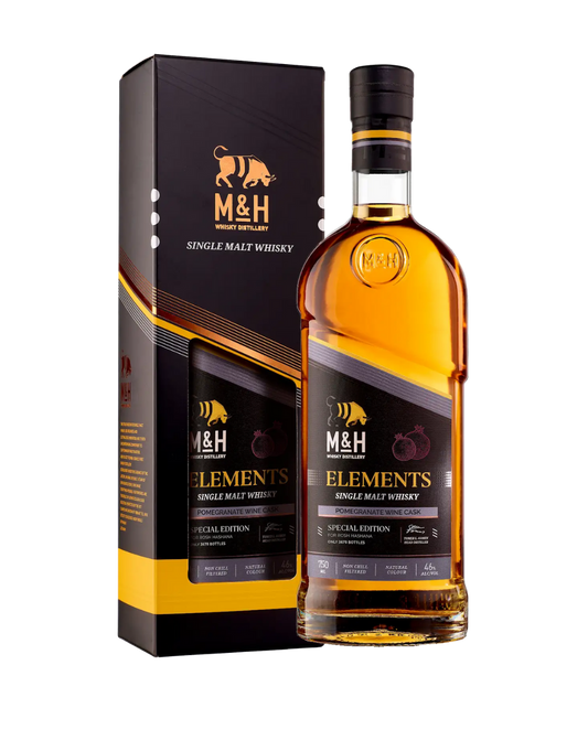 M&H ELEMENTS POMEGRANATE WINE CASK SINGLE MALT WHISKY 750 ML