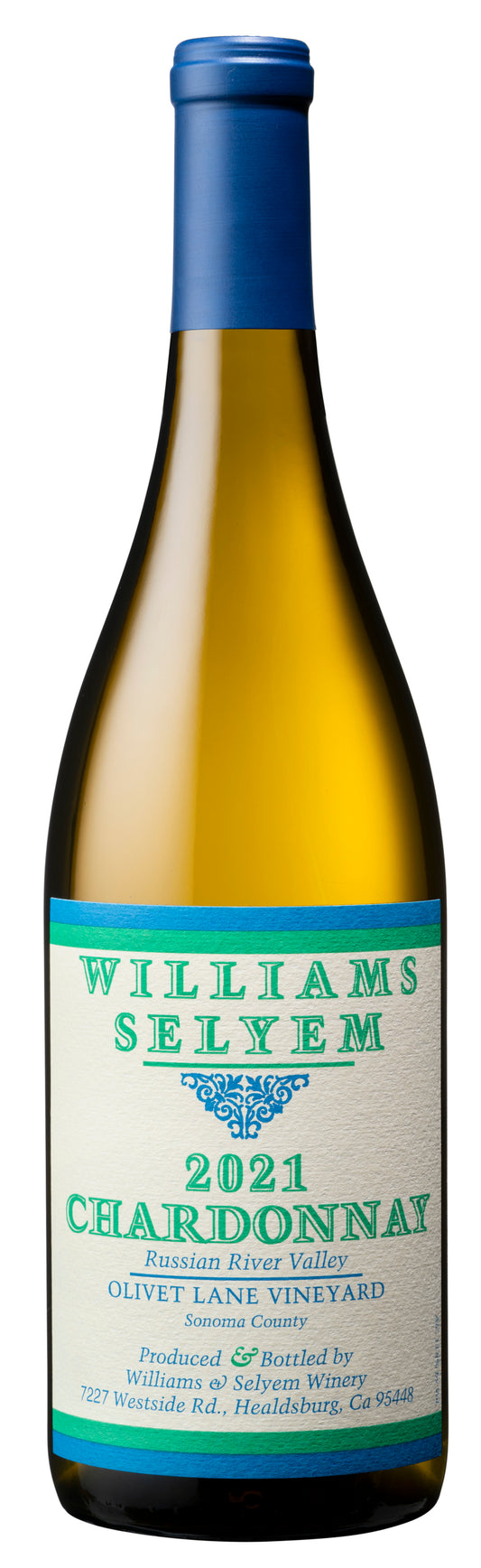 Williams Selyem Olivet Lane Vineyard Chardonnay 2021  Front Bottle Shot