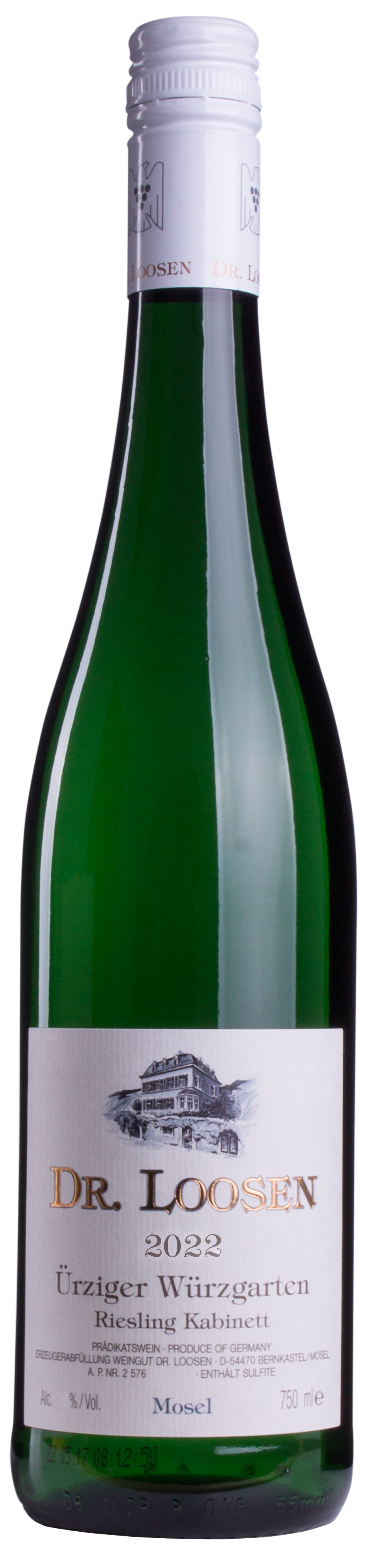 Dr. Loosen Urziger Wurzgarten Riesling Kabinett 2022  Front Bottle Shot