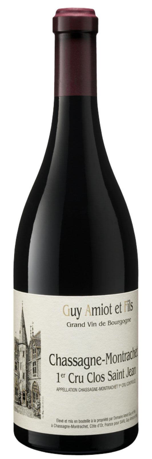 Guy Amiot Chassagne-Montrachet Clos Saint Jean Premier Cru Rouge 2022  Front Bottle Shot