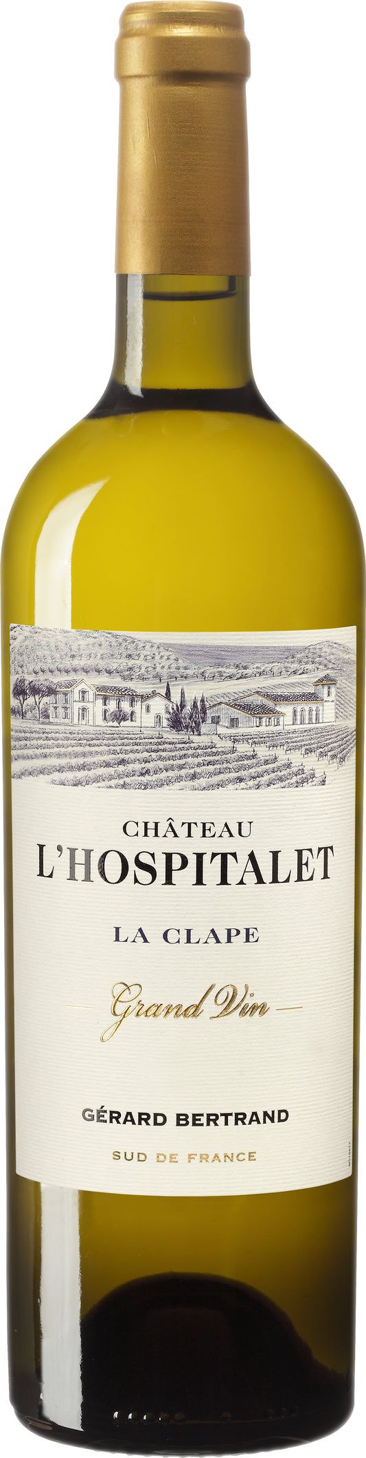 Chateau L'Hospitalet La Clape Grand Vin Blanc 2022  Front Bottle Shot