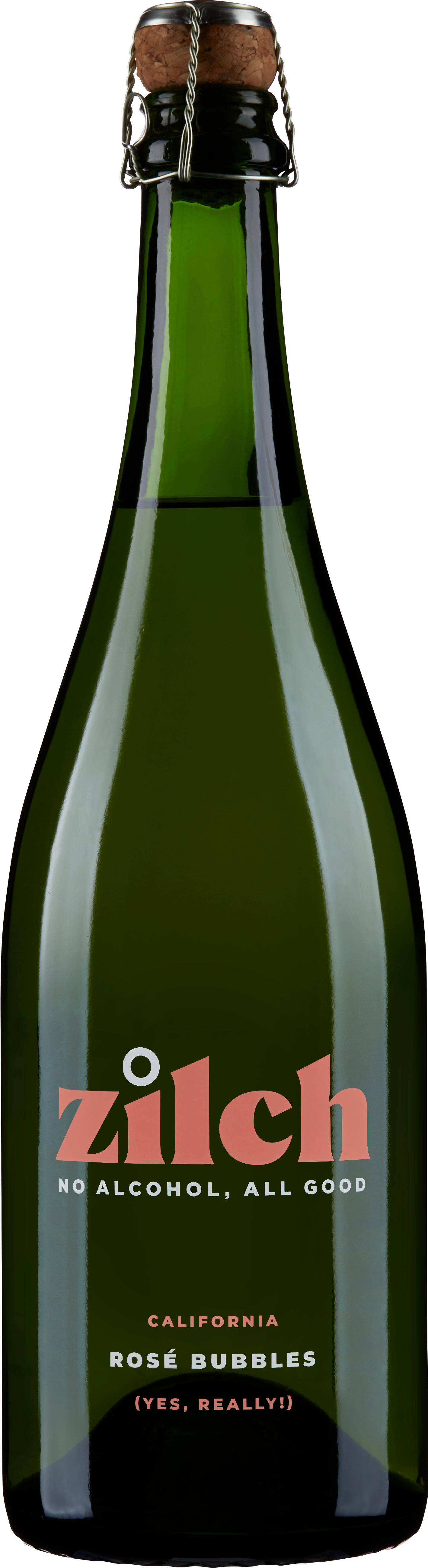 Zilch Rose Bubbles (Non-Alcoholic)  Front Bottle Shot