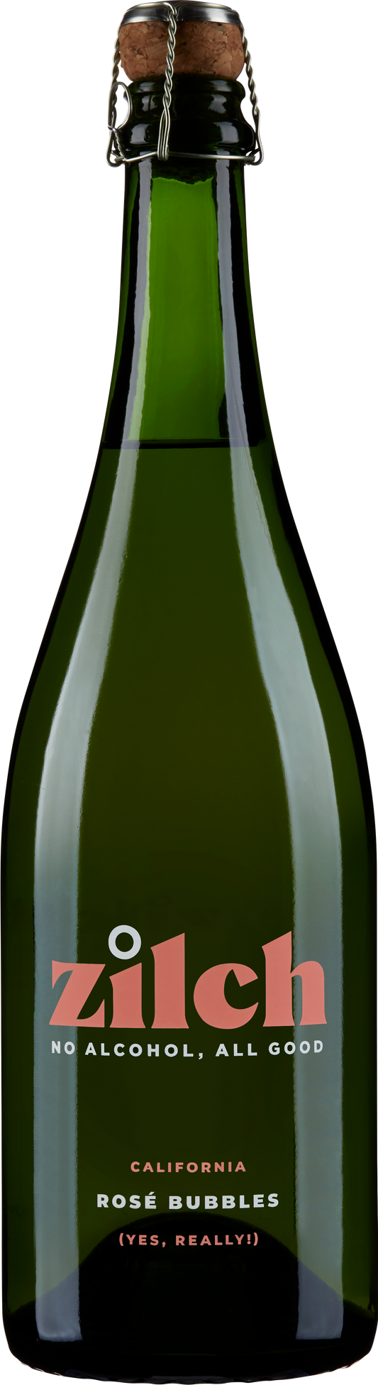 Zilch Rose Bubbles (Non-Alcoholic)  Front Bottle Shot