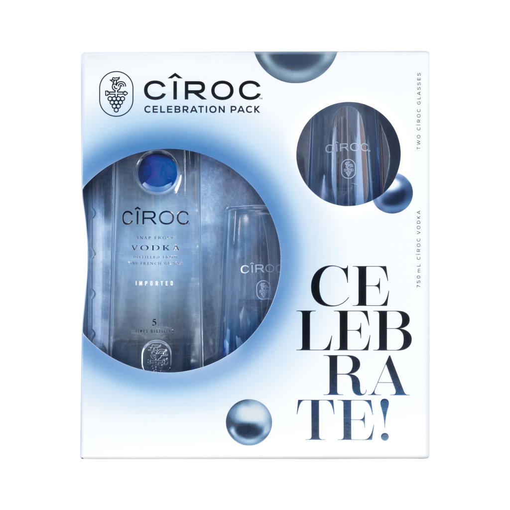 CÎROC ULTRA-PREMIUM VODKA WITH TWO CÎROC GLASSES 750 ML
