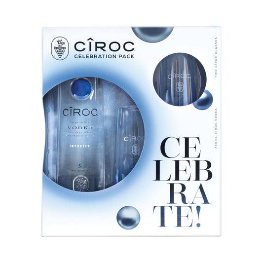 CÎROC ULTRA-PREMIUM VODKA WITH TWO CÎROC GLASSES 750 ML