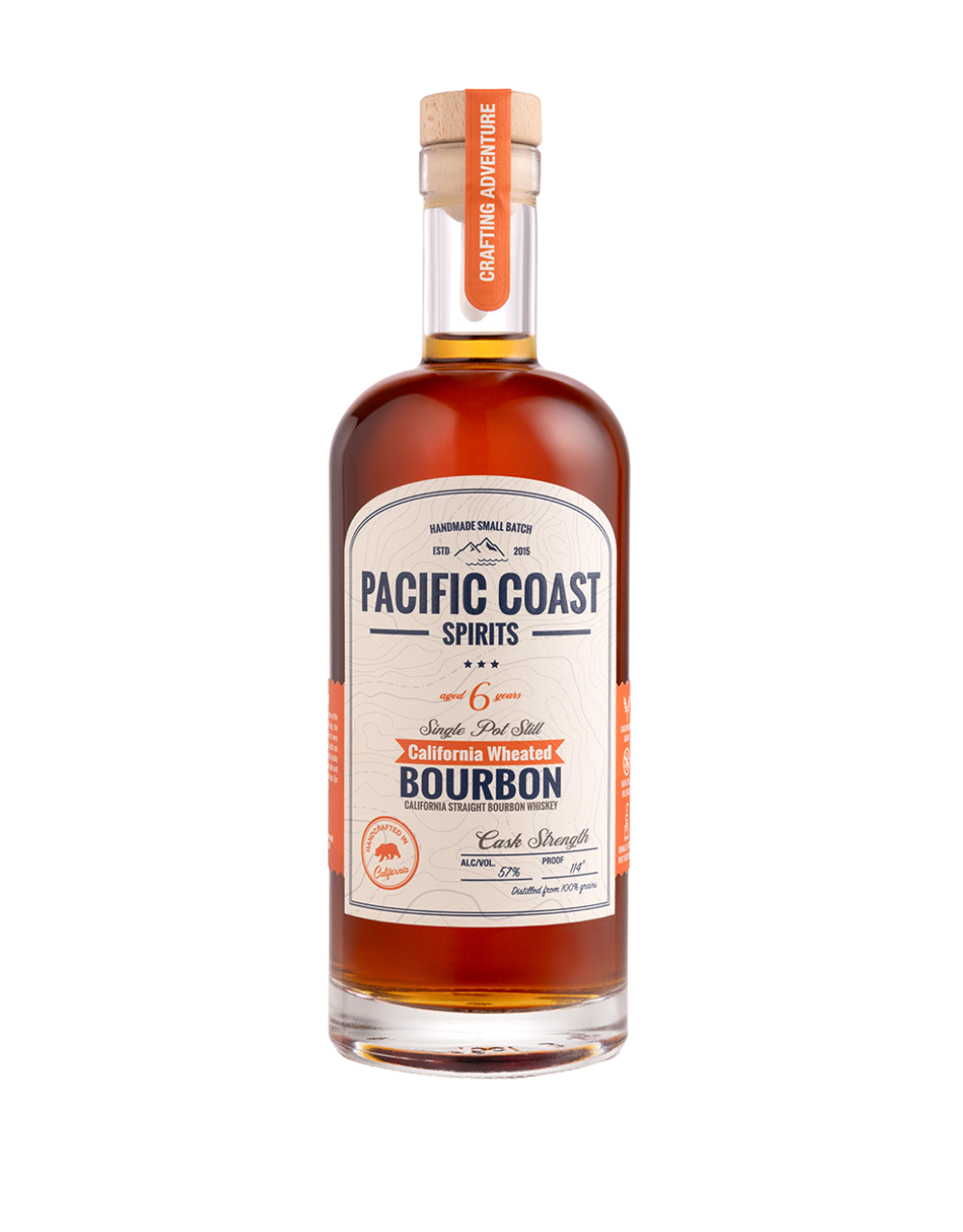 PACIFIC COAST CALIFORNIA 6 YEAR OLD WHEATED BOURBON WHISKEY 750 ML