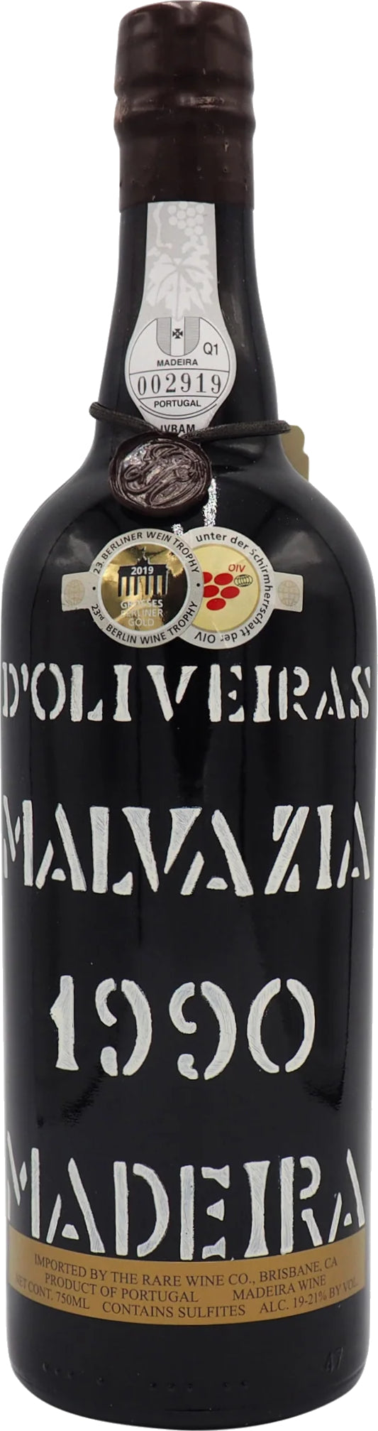 D'Oliveira Malvasia Madeira 1990  Front Bottle Shot