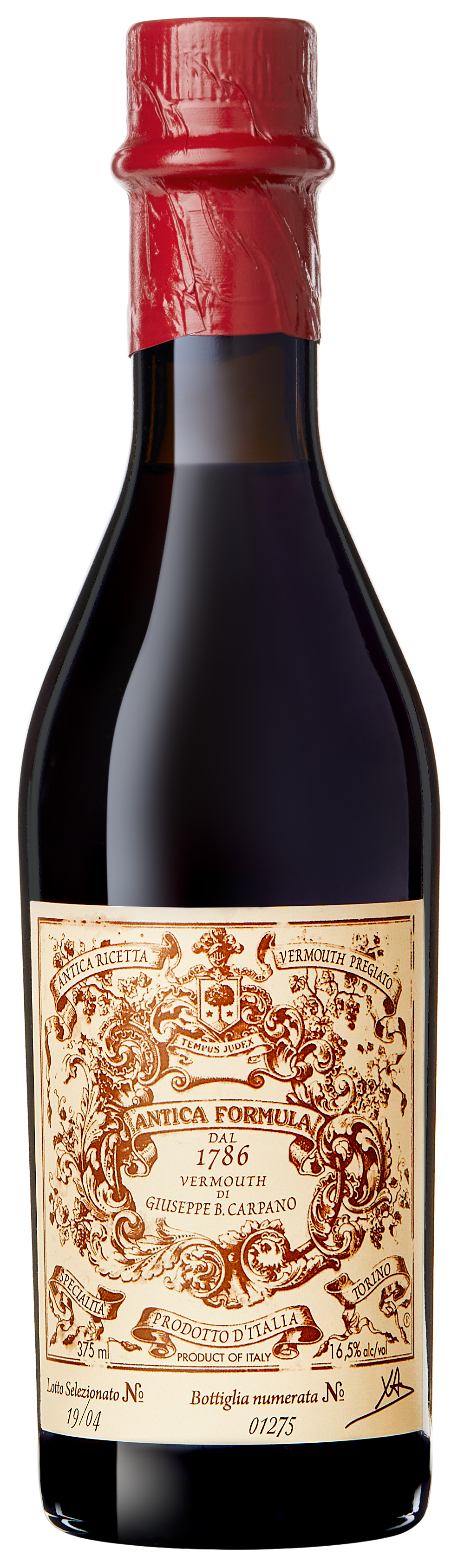 Carpano Antica Formula Sweet Vermouth (375ML half-bottle)  Front Bottle Shot