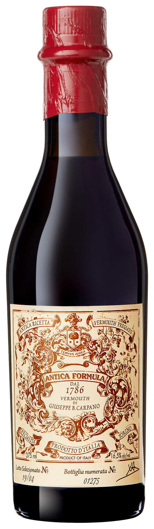 Carpano Antica Formula Sweet Vermouth (375ML half-bottle)  Front Bottle Shot