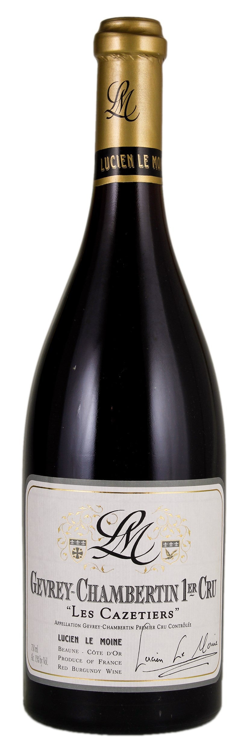 Lucien Le Moine Gevrey-Chambertin Cazetiers Premier Cru 2021  Front Bottle Shot