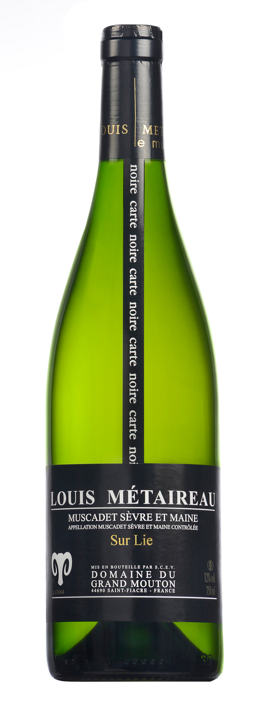 Louis Metaireau Muscadet Sevre et Maine Sur Lie Carte Noir 2023  Front Bottle Shot