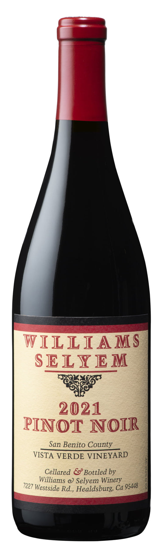 Williams Selyem Vista Verde Vineyard Pinot Noir 2021  Front Bottle Shot