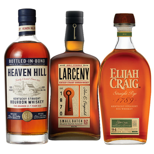 Heaven Hill 7 Year Bottled In Bond + Larceny Small Batch + Elijah Craig Straight Rye