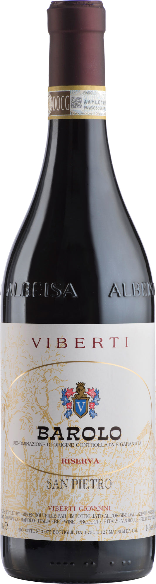 Viberti San Pietro Barolo Riserva 2018  Front Bottle Shot