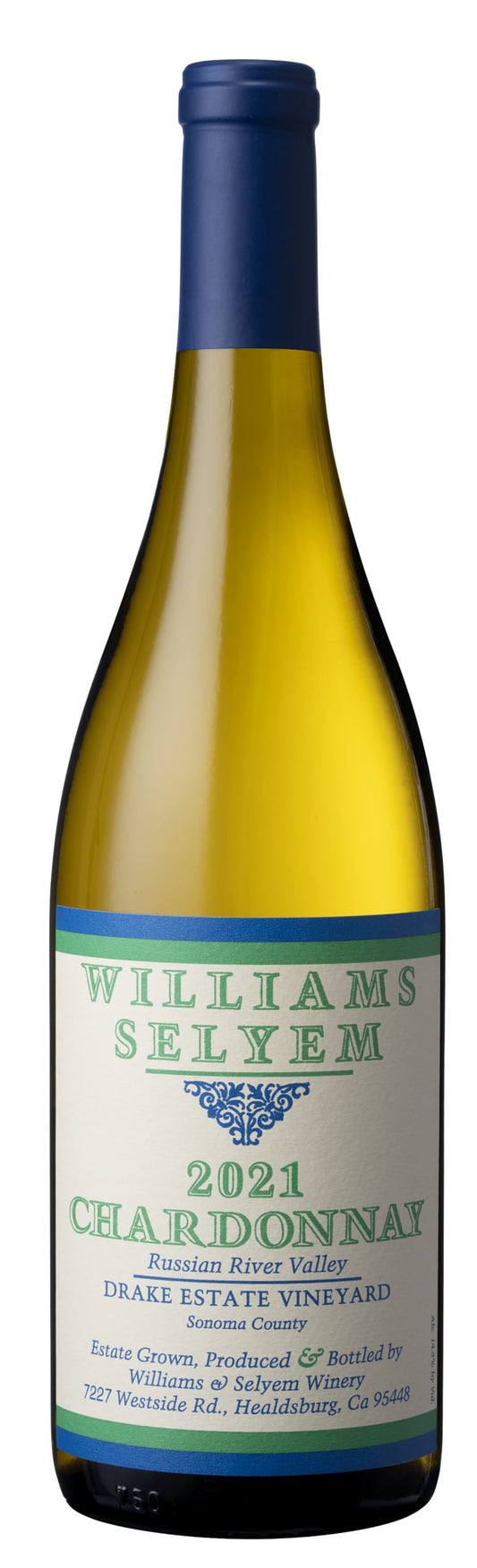 Williams Selyem Drake Estate Vineyard Chardonnay 2021  Front Bottle Shot