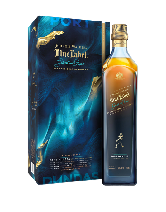 JOHNNIE WALKER BLUE LABEL GHOST AND RARE PORT DUNDAS BLENDED SCOTCH WHISKY 750 ML