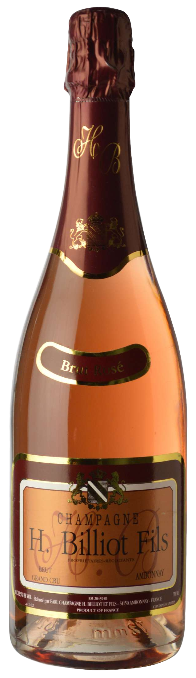 H. Billiot Fils Brut Rose  Front Bottle Shot