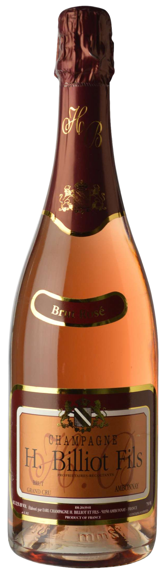 H. Billiot Fils Brut Rose  Front Bottle Shot