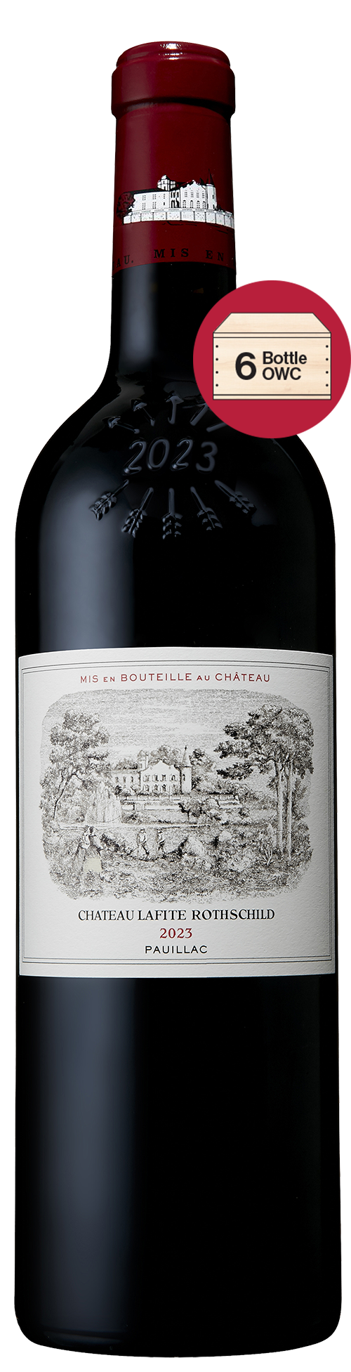 Chateau Lafite Rothschild 6-Pack 2023 in Wood Case (OWC Futures Pre-Sale) 2023  Front Bottle Shot