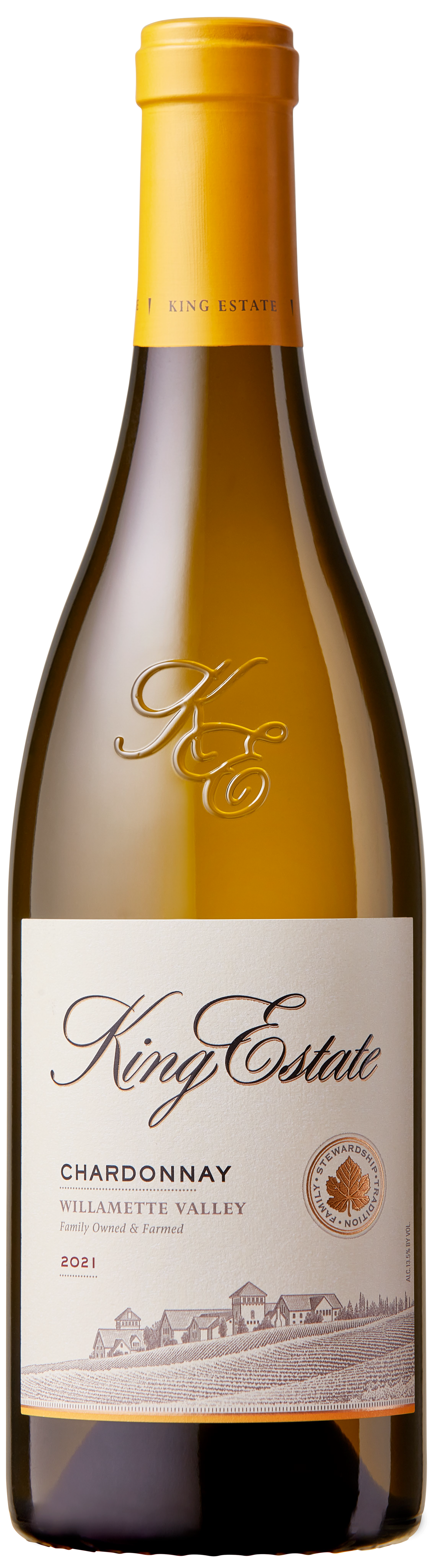 King Estate Willamette Valley Chardonnay 2021  Front Bottle Shot