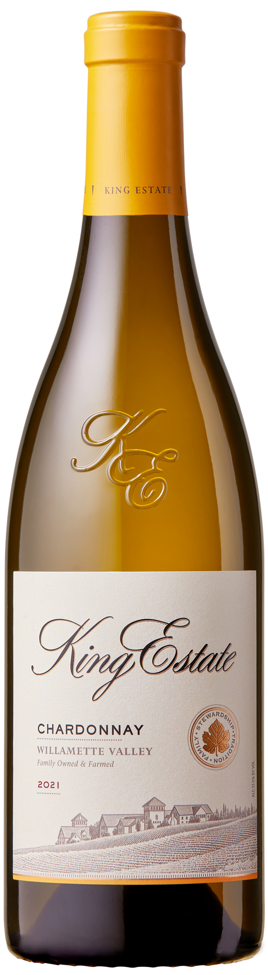 King Estate Willamette Valley Chardonnay 2021  Front Bottle Shot