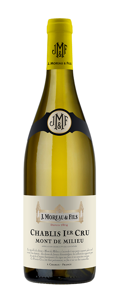J. Moreau & Fils Chablis Mont de Milieu Premier Cru 2020  Front Bottle Shot