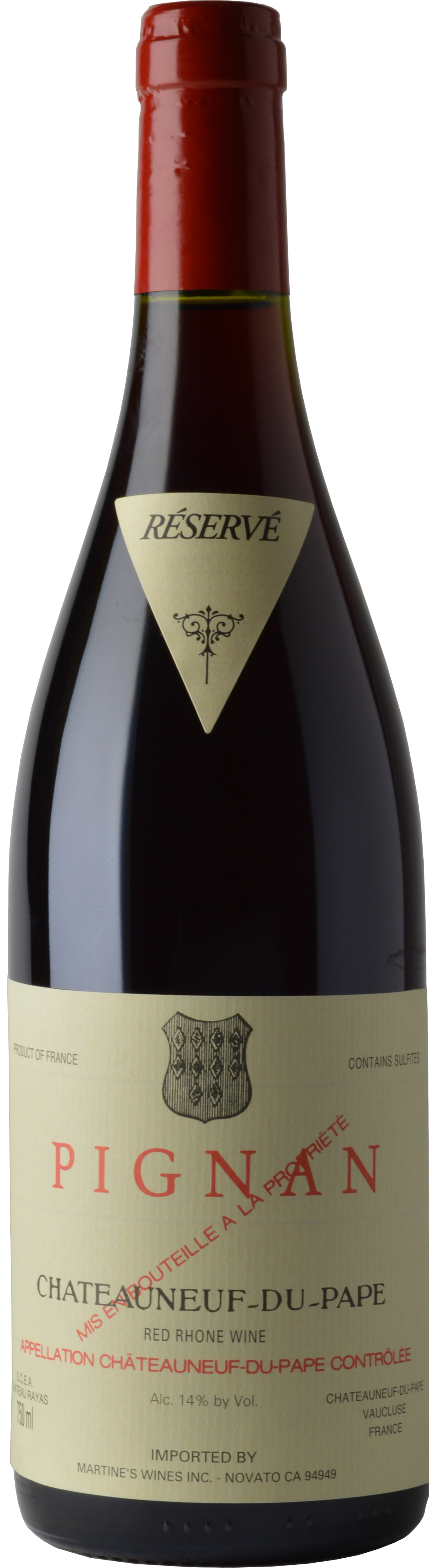 Chateau Rayas Pignan Chateauneuf-du-Pape 2012  Front Bottle Shot