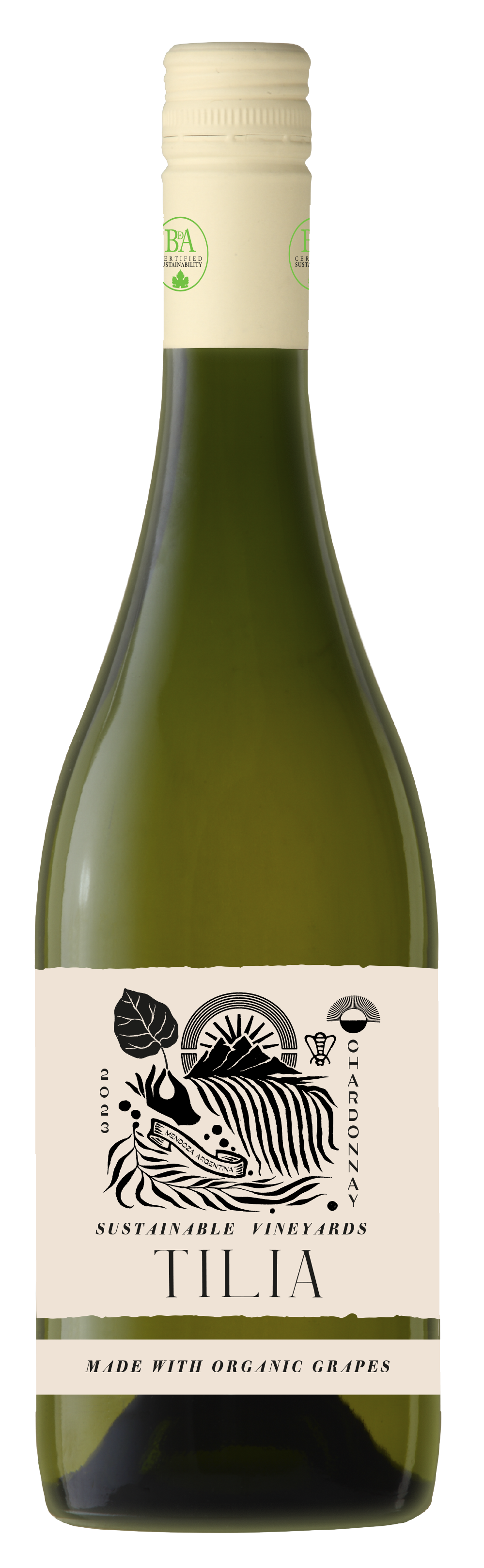 Tilia Organic Chardonnay 2023  Front Bottle Shot
