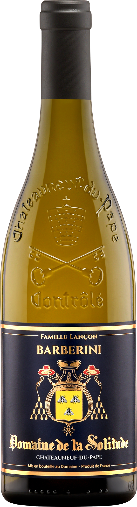 Domaine de la Solitude Chateauneuf-du-Pape Cuvee Barberini Blanc 2023  Front Bottle Shot