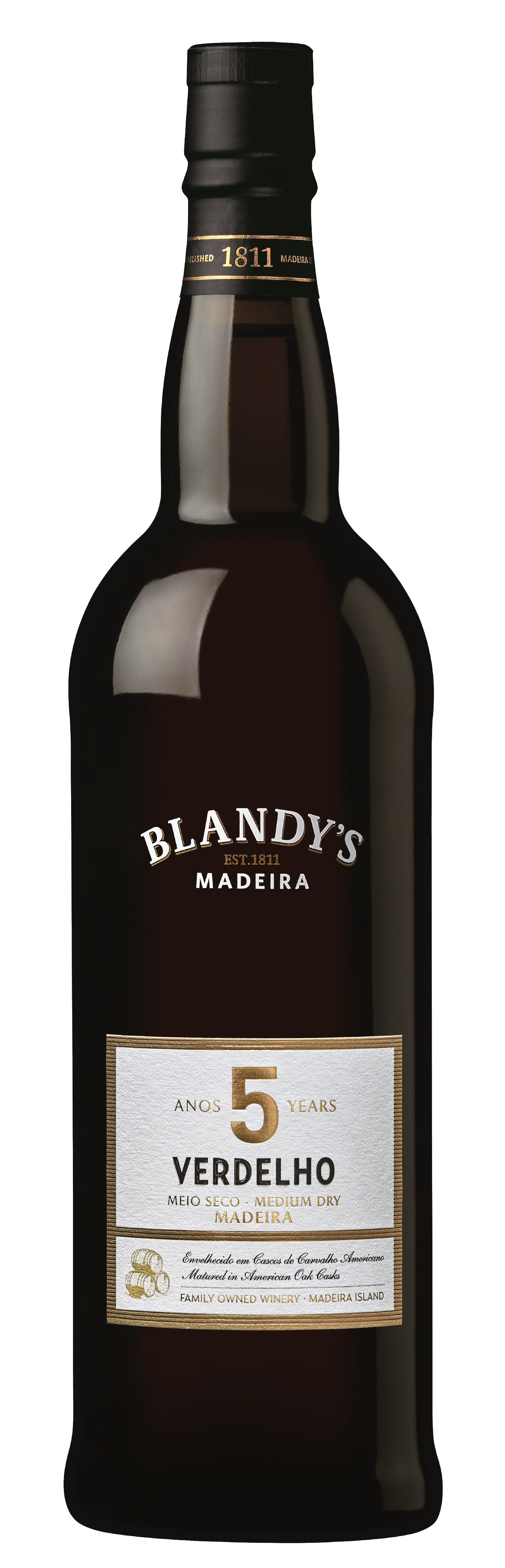 Blandy's 5 Years Verdelho Medium Dry Madeira Front Bottle Shot