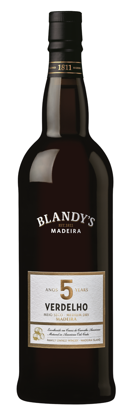Blandy's 5 Years Verdelho Medium Dry Madeira Front Bottle Shot