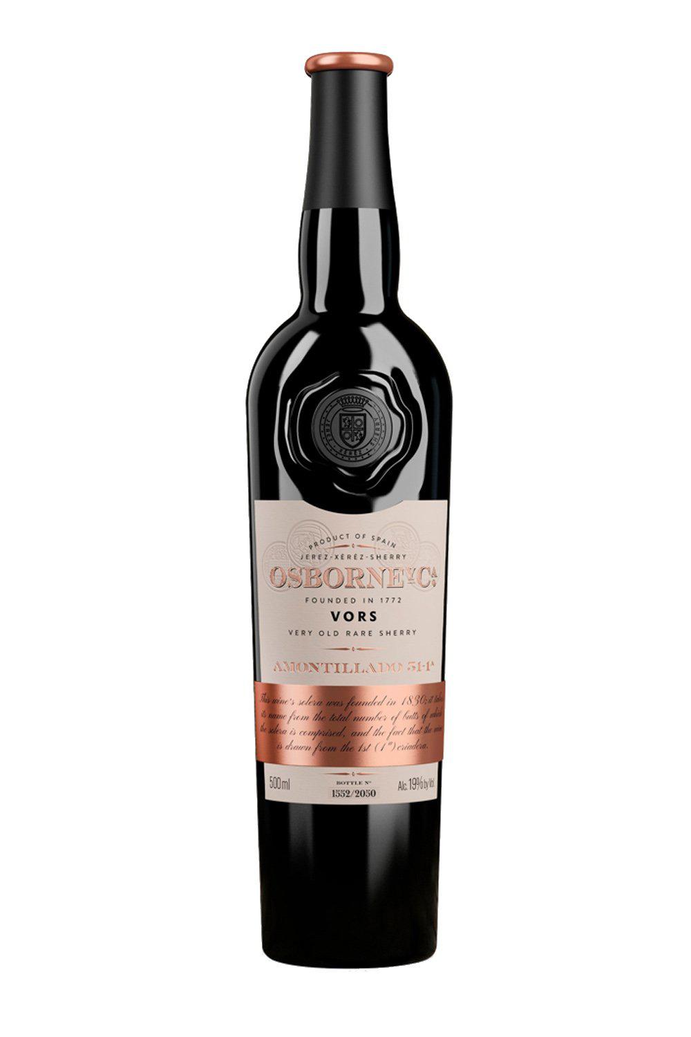 Osborne VORS Amontillado 51-1a 1830 VORS Sherry (500ML)  Front Bottle Shot