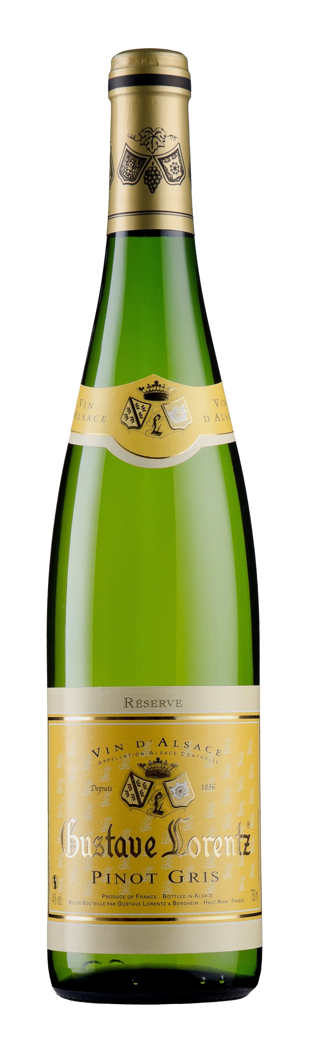 Gustave Lorentz Reserve Pinot Gris 2022  Front Bottle Shot