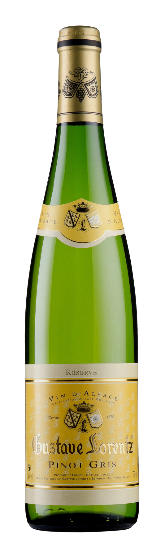 Gustave Lorentz Reserve Pinot Gris 2022  Front Bottle Shot
