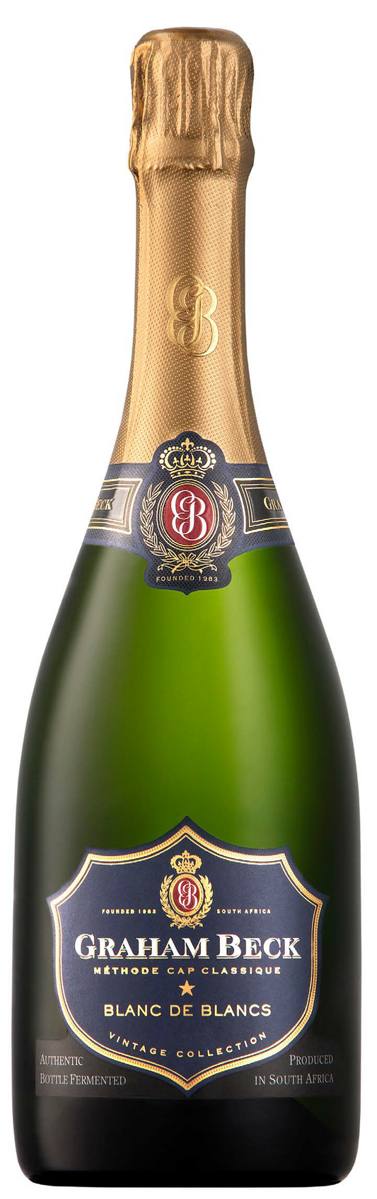 Graham Beck Blanc de Blancs 2018  Front Bottle Shot