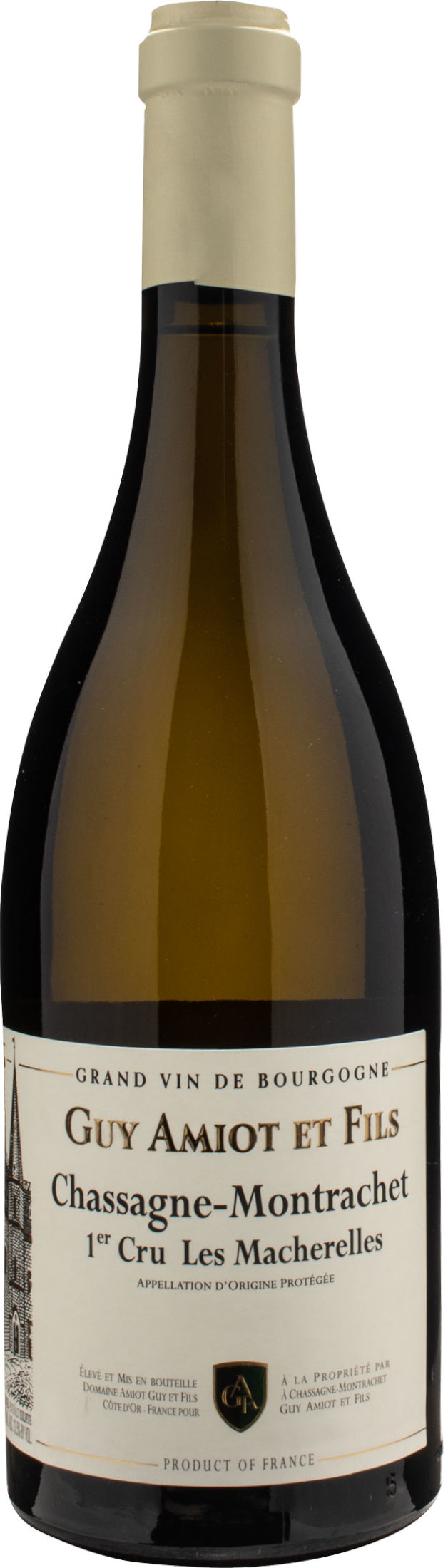 Guy Amiot Chassagne-Montrachet Les Macherelles Premier Cru 2021  Front Bottle Shot