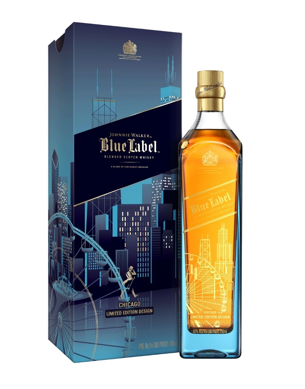 JOHNNIE WALKER BLUE LABEL BLENDED SCOTCH WHISKY, CHICAGO 750 ML