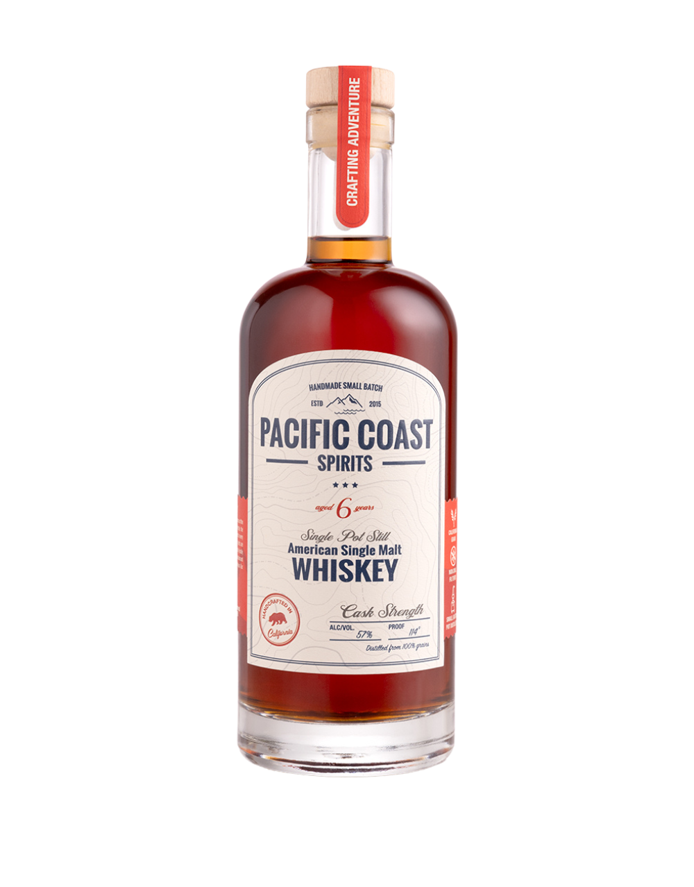 PACIFIC COAST AMERICAN SINGLE MALT WHISKEY - RED LABEL 750 ML