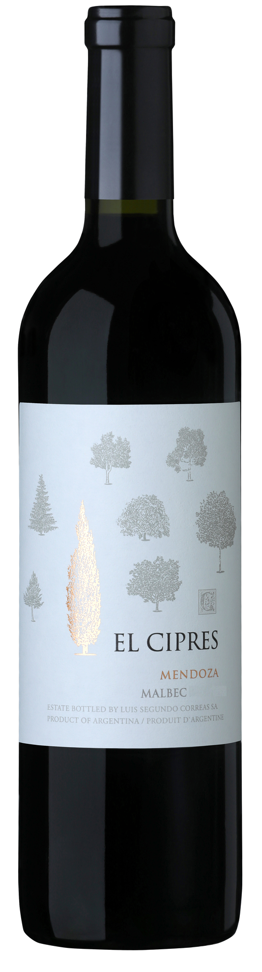 Luis Segundo Correas El Cipres Malbec 2021  Front Bottle Shot