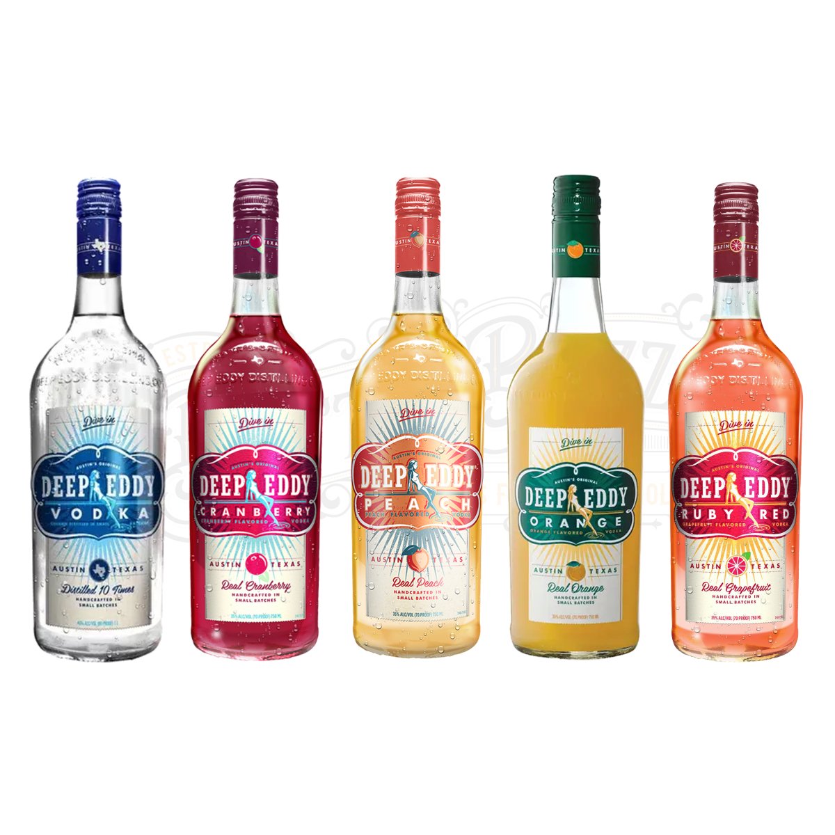Deep Eddy Texas Straight, Cranberry, Peach, Orange & Ruby Red Grapefruit Vodka Bundle