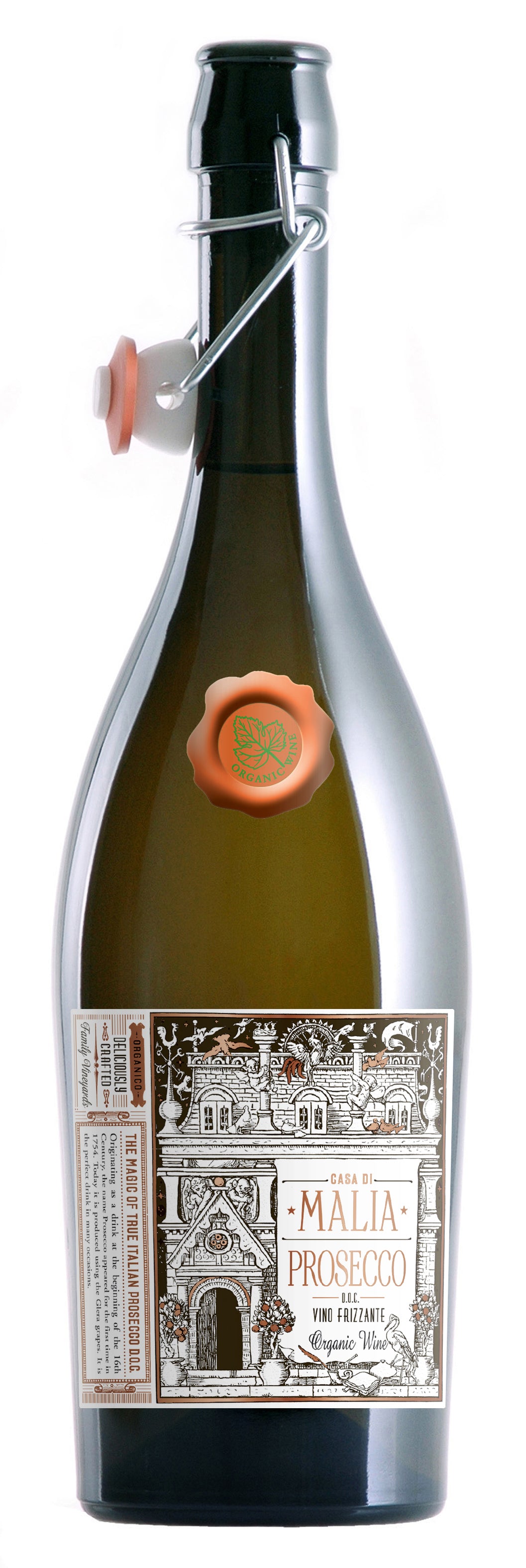 Casa di Malia Organic Prosecco Front Bottle Shot