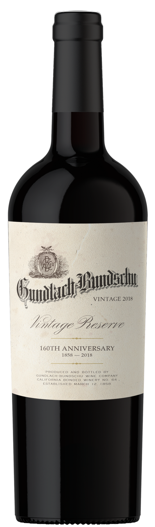Gundlach Bundschu Vintage Reserve Cabernet Sauvignon 2018  Front Bottle Shot