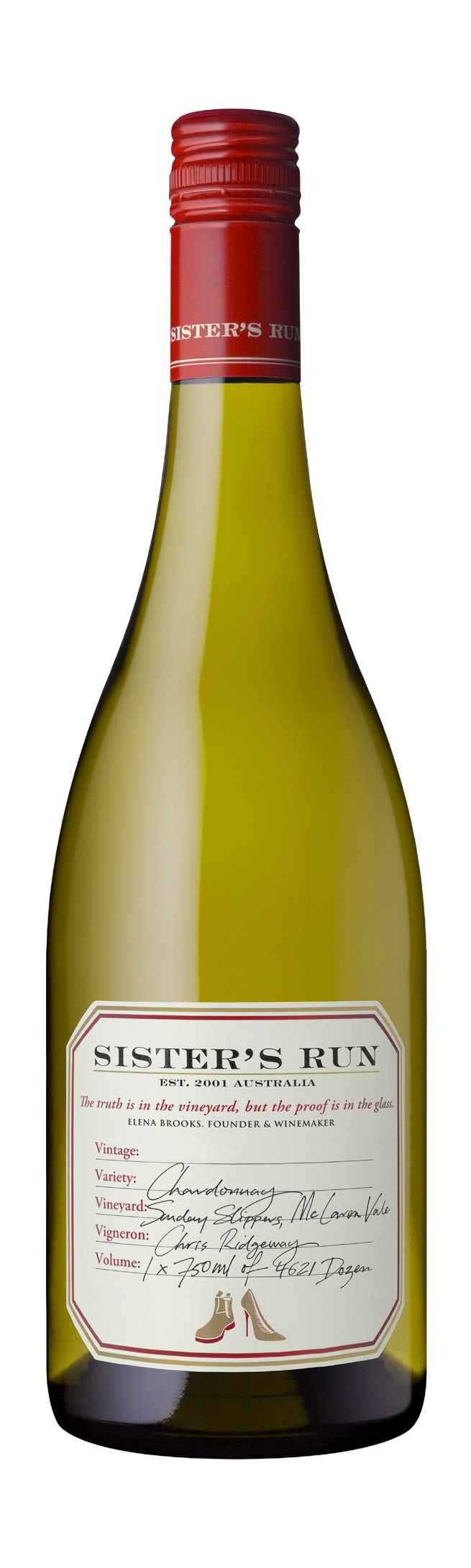 Sister's Run Sunday Slippers Chardonnay 2022  Front Bottle Shot
