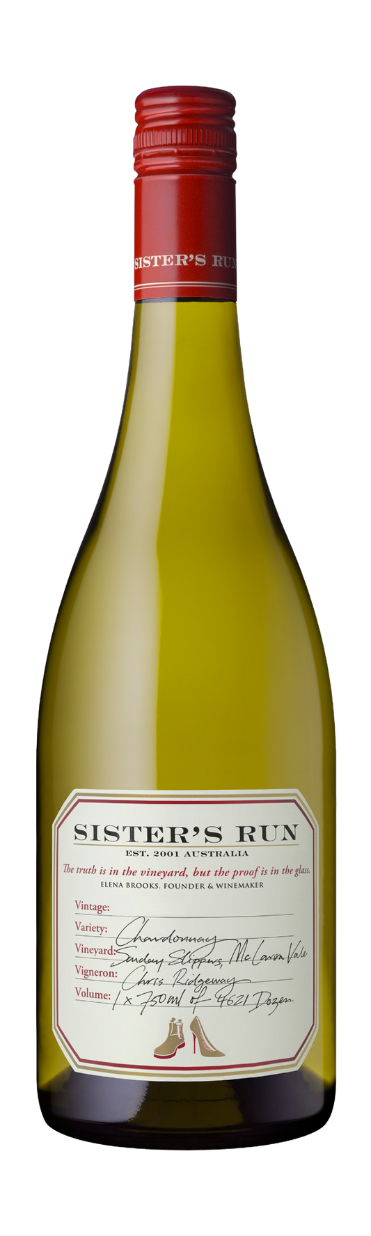 Sister's Run Sunday Slippers Chardonnay 2022  Front Bottle Shot
