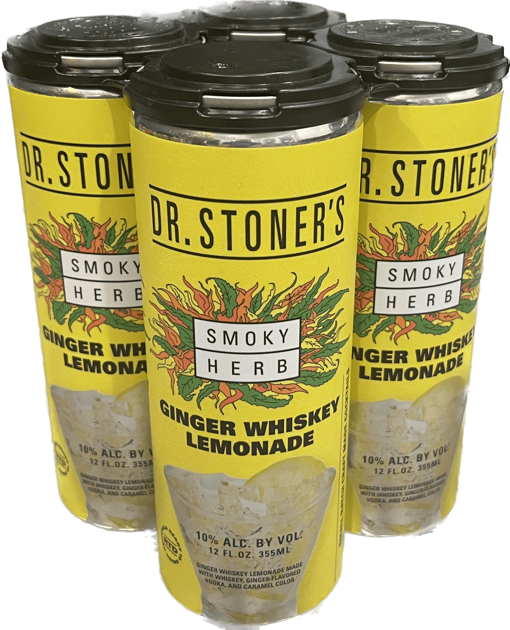 Dr. Stoner's Smoky Herb Ginger Whiskey Lemonade (Rtd), 4 X 12 Oz