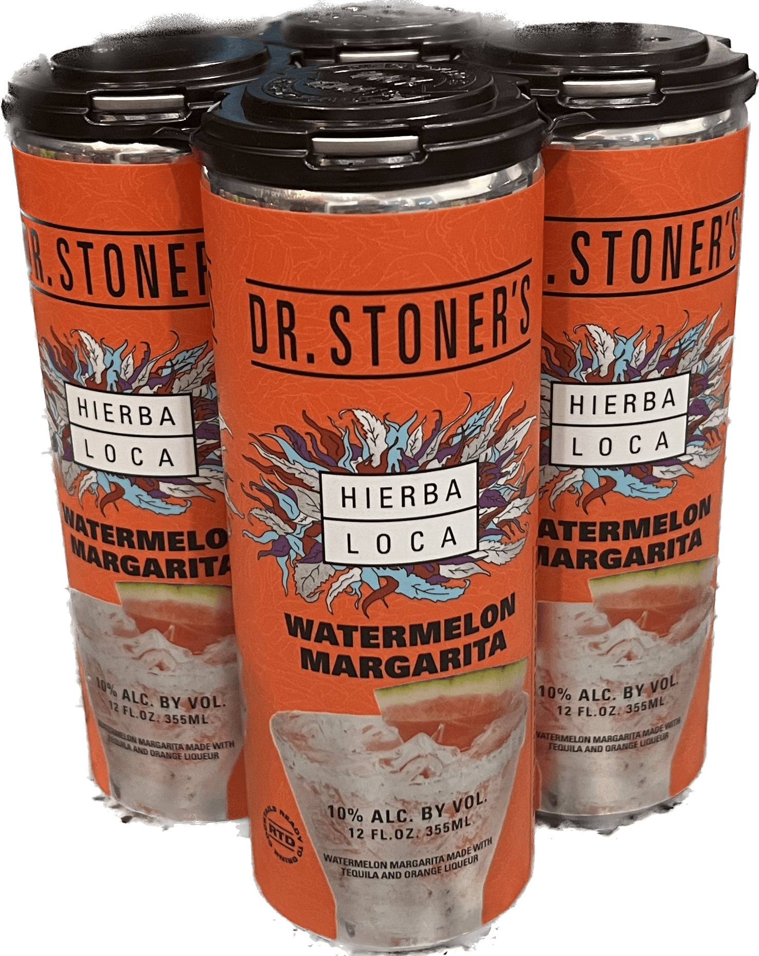 Dr. Stoner's Tequila Hierba Loca Watermelon Margarita, 4 X 12 Oz